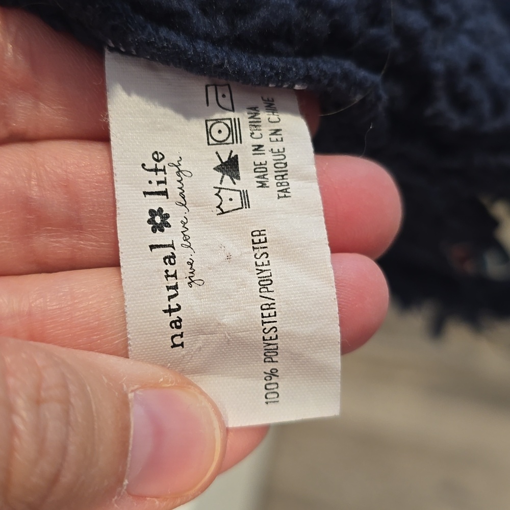 Natural Life Navy Sherpa hoodie‎ One Size and Small Reuseable Bag - Picture 9 of 10